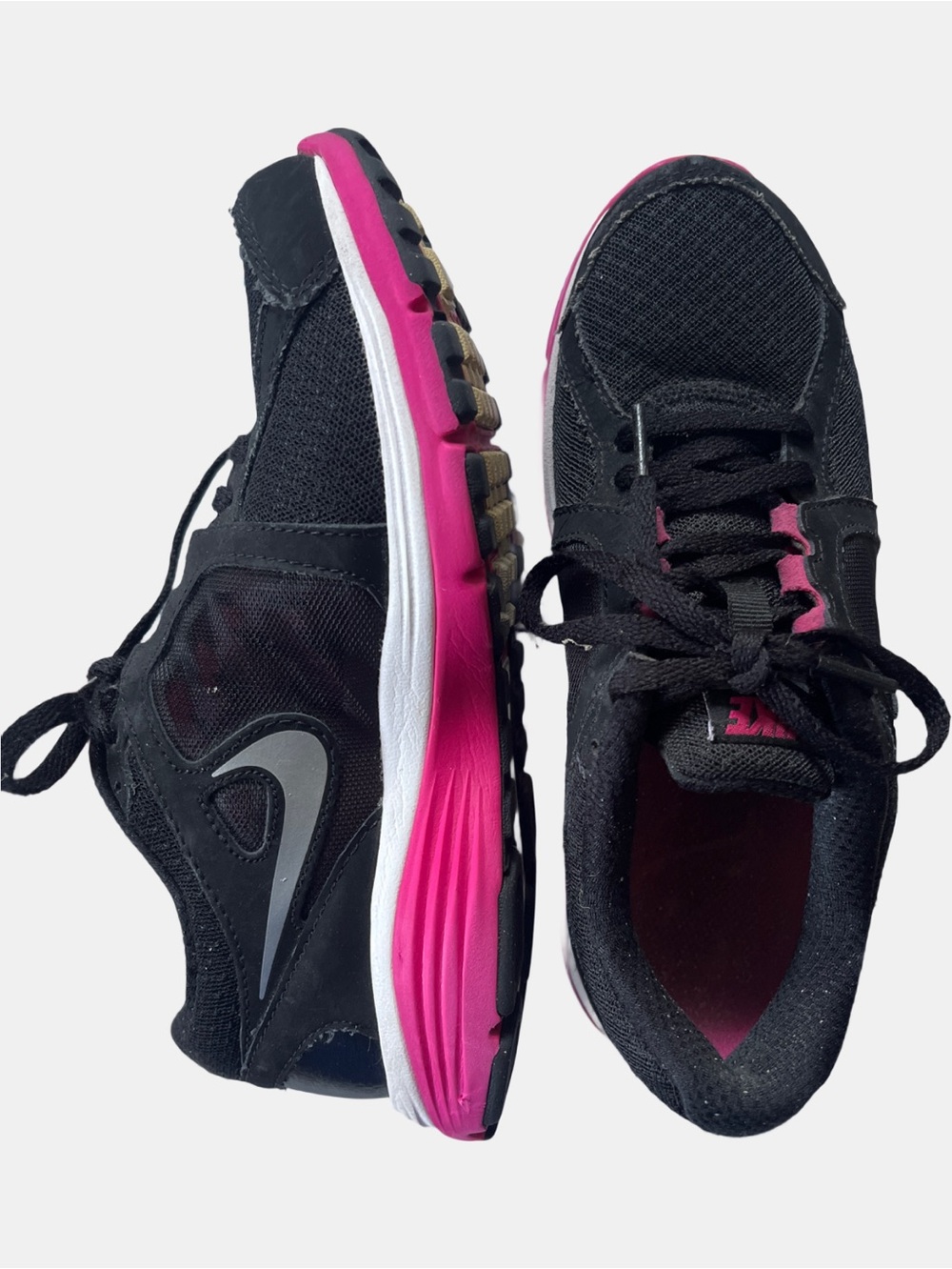 Nike Womens Dual Fusion Run 525752-001 Black Running Shoes Lace Up Size 6